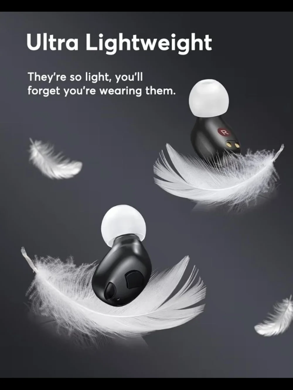 Black Wireless Hearing Aids with Charging Case